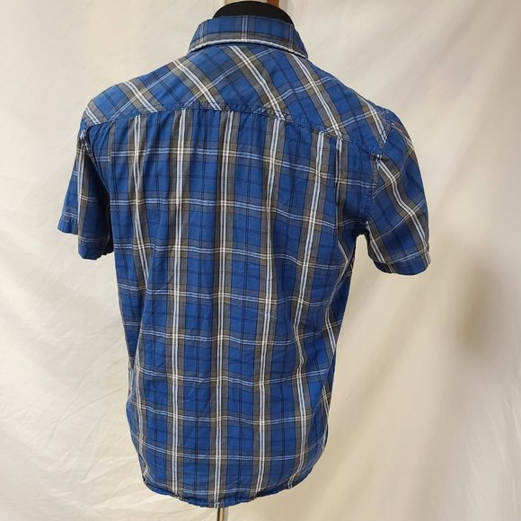 Realtree Mens Small Blue stripe Short Sleeve Button Up Shirt - Picture 7 of 10